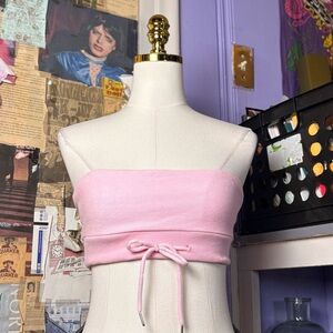 Tiger Mist Pink Strapless Knit Tie Tube Top